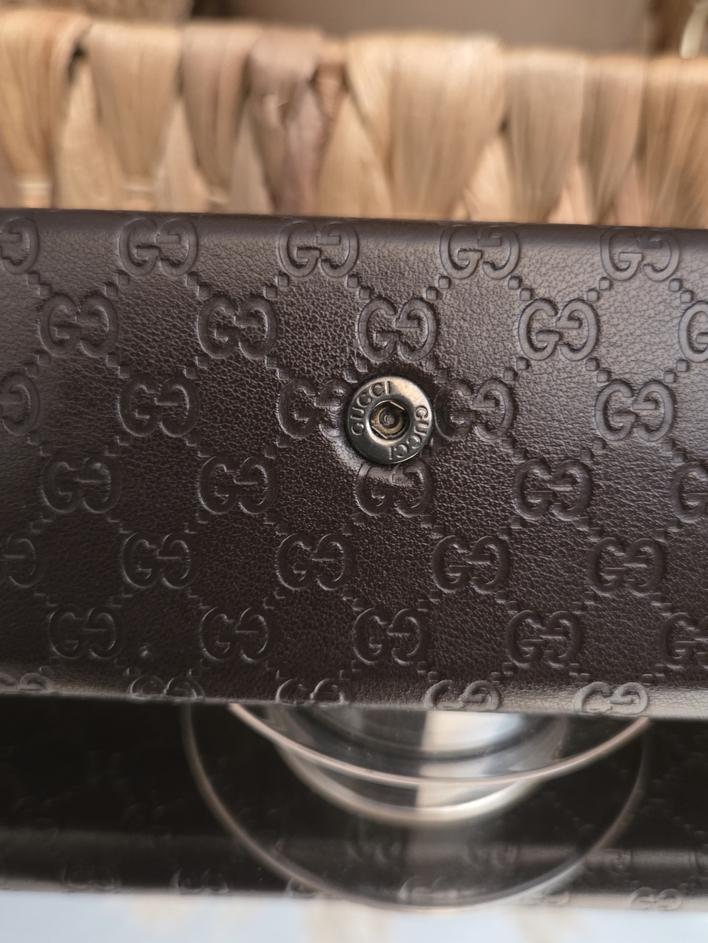 Gucci Brown Micro GG Embossed Eyeglass Sunglasses Case Snap Closure - Picture 10 of 12
